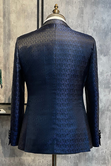 Azul Escuro Lapela de Pico Blazer Masculino